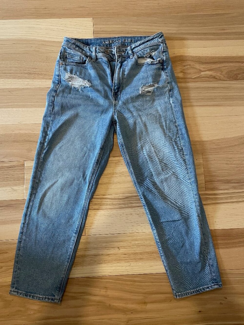 American Eagle Outfitters Mom Style High Waisted Distressed Jeans Size 4 X-Short